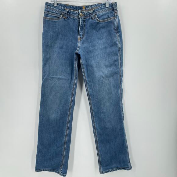 Carhartt Denim - Carhartt Women's Relaxed Fit Flannel Lined Straight Jeans, Sz 12 Reg. Chore Work
